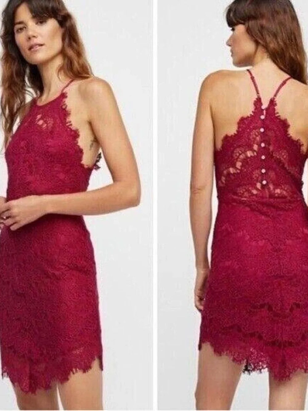 NWT Free People Lace Wine Mini Dress